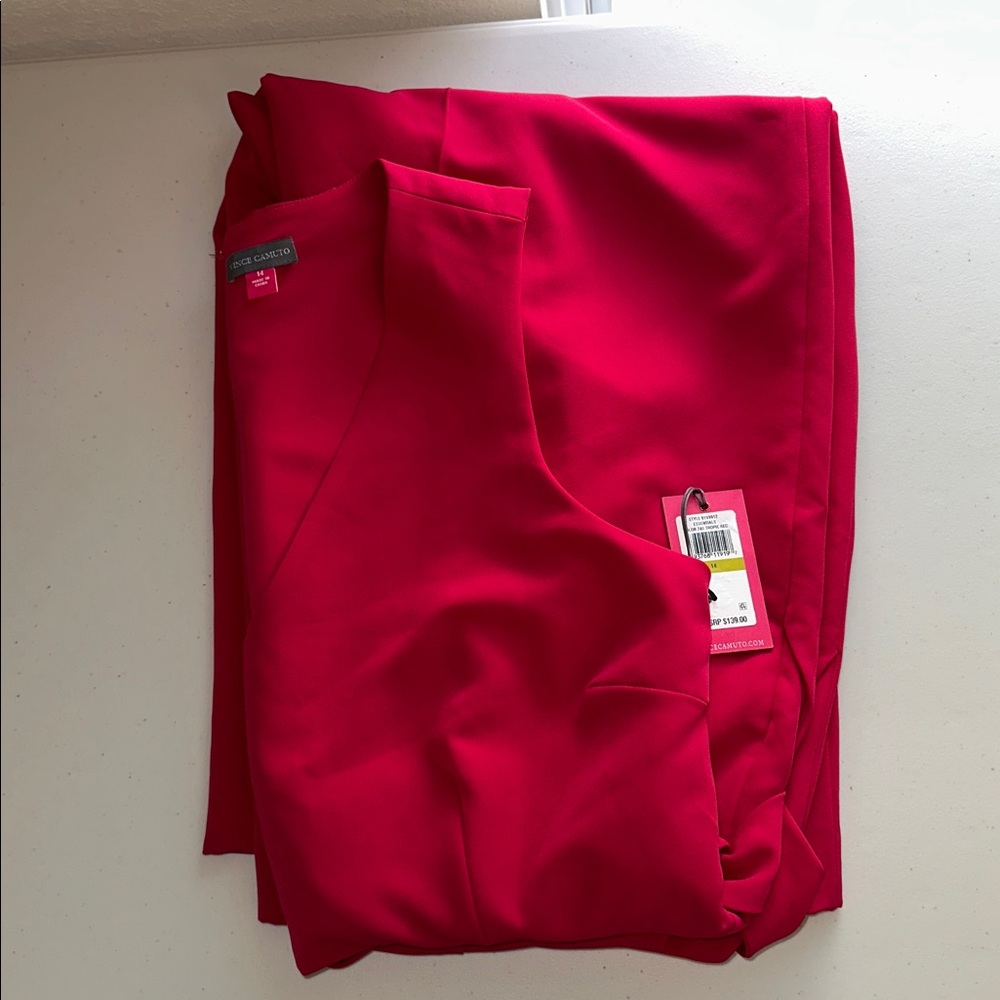 NWT Vince Camuto Vibrant Red V-Neck Jumpsuit Size 14 - Picture 16 of 16